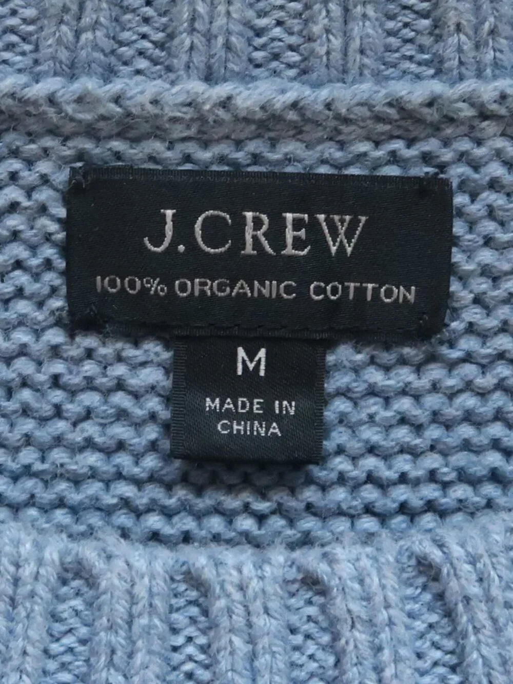 J.Crew 100% Organic Cotton Blue Heavyweight Knit Sweater Crew Neck Pullover M - Picture 4 of 6